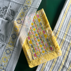 Yellow Cotton Material With Shalwar And Pant Material