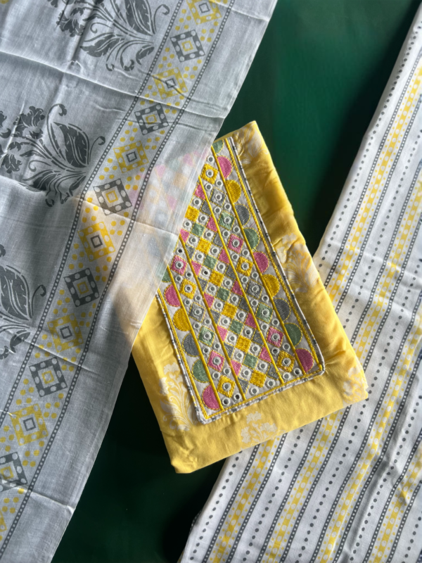 Yellow Cotton Material With Shalwar And Pant Material